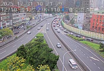 國1高架(五股轉接道到環北交流道, 俯瞰三重交流道)