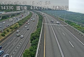 高公局_國道1號五股楊梅高架道路_泰山轉接道交流道_機場系統交流道_43K_(S) 338台灣桃園市蘆竹區五股楊梅高架段16號 即時監視器 路況監視器 即時路況影像